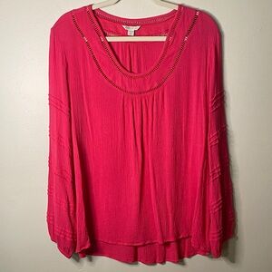Cato Pink Blouse with Crochet Detail